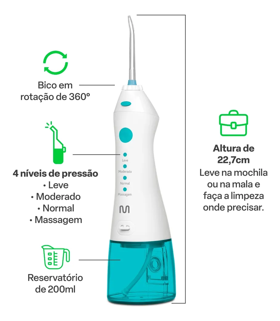 Irrigador Oral Clearpik 200ml Portátil Bivolt Mult